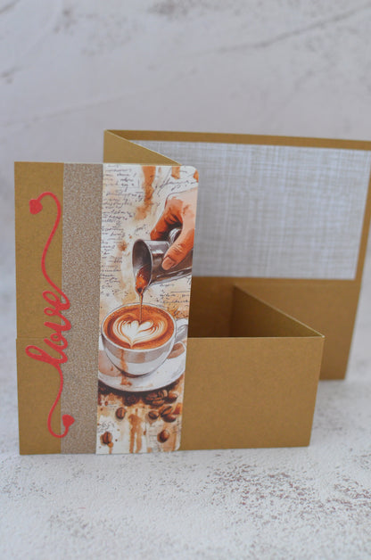 Ръчно изработена картичка „Споделено кафе и любов“