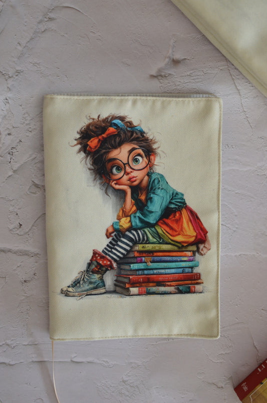 Подвързия за книга "Момиче с книги"