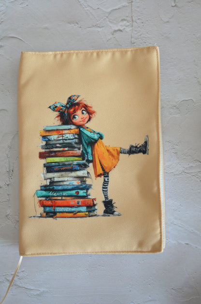 Подвързия за книга "Момиче с книги"
