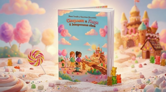 Детска книжка "Скарлет и Лизи в Захаросания свят"